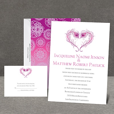 Peacock Love - Amethyst - Invitation