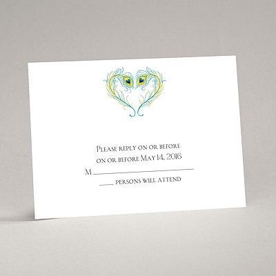 Peacock Love - Peacock - Response Card and Envelope