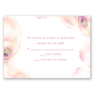 Peacock Whimsy - Cotton Candy - Response Card and Envelope
