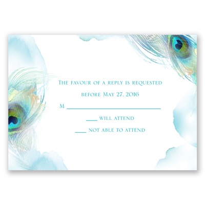 Peacock Whimsy - Peacock - Response Card and Envelope
