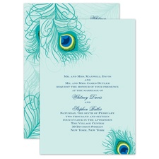 Peacock Close-Up - Aqua - Invitation
