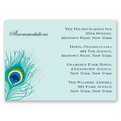 Peacock Close-Up - Aqua - Accommodation Card