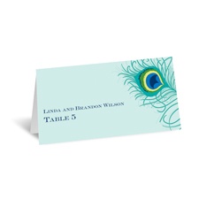 Peacock Close-Up - Aqua - Escort Card