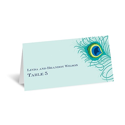 Peacock Close-Up - Aqua - Escort Card