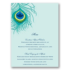 Peacock Close-Up - Aqua - Menu Card