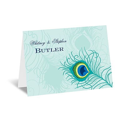 Peacock Close-Up - Aqua - Note Card and Envelope
