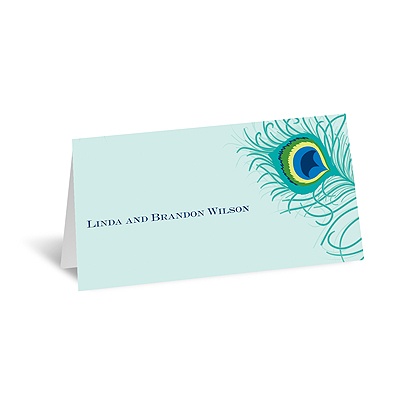 Peacock Close-Up - Aqua - Place Card