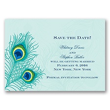 Peacock Close-Up - Aqua - Save the Date Magnet