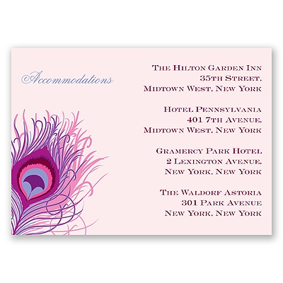 Peacock Close-Up - Cotton Candy - Accommodations Card