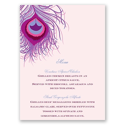 Peacock Close-Up - Cotton Candy - Menu Card
