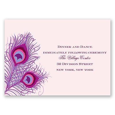 Peacock Close-Up - Cotton Candy - Reception Card