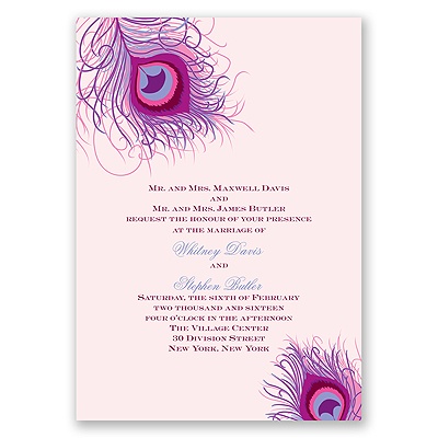 Peacock Close-Up - Cotton Candy - Invitation