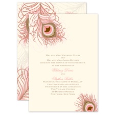 Peacock Close-Up - Ecru - Invitation