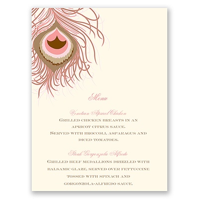 Peacock Close-Up - Ecru - Menu Card