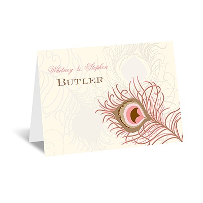Peacock Close-Up - Ecru - Note Card and Envelope