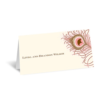 Peacock Close-Up - Ecru - Place Card