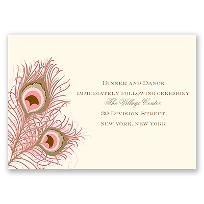 Peacock Close-Up - Ecru - Reception Card