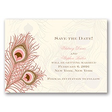 Peacock Close-Up - Ecru - Save the Date Magnet