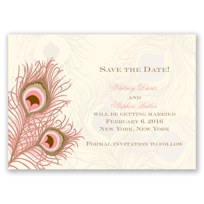 Peacock Close-Up - Ecru - Save the Date Magnet