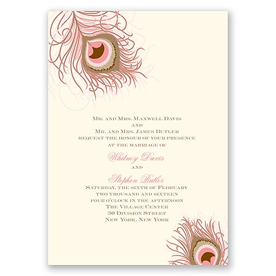 Peacock Close-Up - Ecru - Invitation