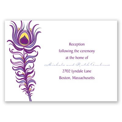 Modern Peacock - Grapevine - Reception Card