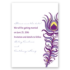 Modern Peacock - Grapevine - Save the Date Card