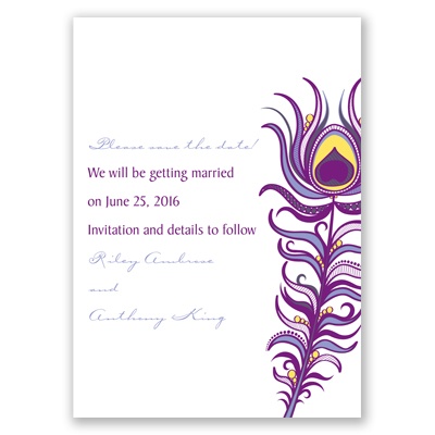 Modern Peacock - Grapevine - Save the Date Card