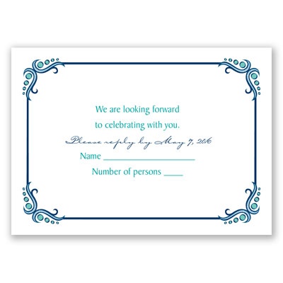 Modern Peacock - Navy - Response Card and Envelope