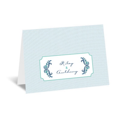 Modern Peacock - Navy - Note Card and Envelope