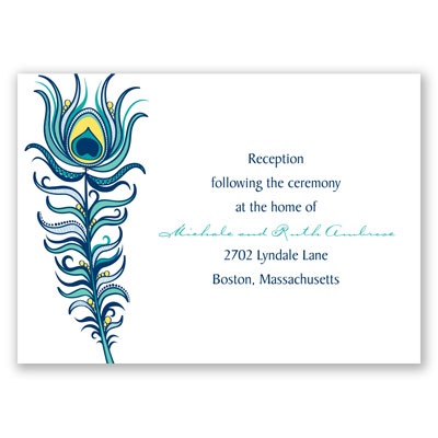 Modern Peacock - Navy - Reception Card
