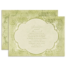 Vintage Flourish - Olive - Invitation