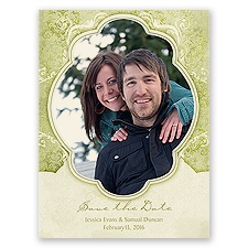 Vintage Flourish - Olive - Save the Date Card