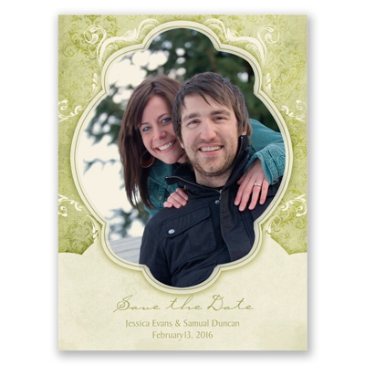 Vintage Flourish - Olive - Save the Date Card