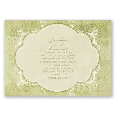 Vintage Flourish - Olive - Invitation