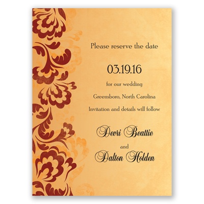 Bold Flourishes - Brick - Save the Date Card