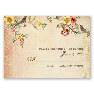 Vintage Birds - Response Card and Envelope