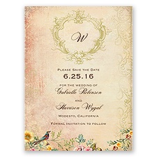 Vintage Birds - Save the Date Card