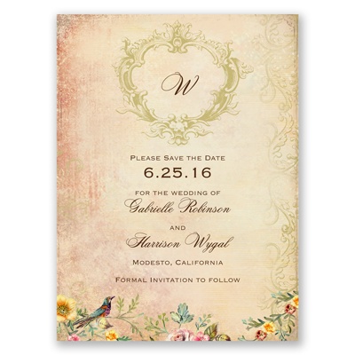 Vintage Birds - Save the Date Card