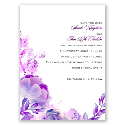 Watercolor Dream - Grapevine - Save the Date Card