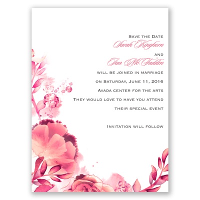 Watercolor Dream - Posie Pink - Save the Date Card