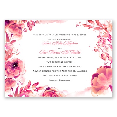 Watercolor Dream - Posie Pink - Invitation