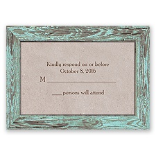 Rustic Frame - Aqua - Response Card and Envelope