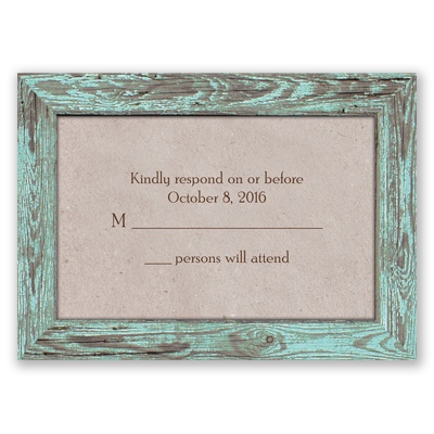 Rustic Frame - Aqua - Response Card and Envelope