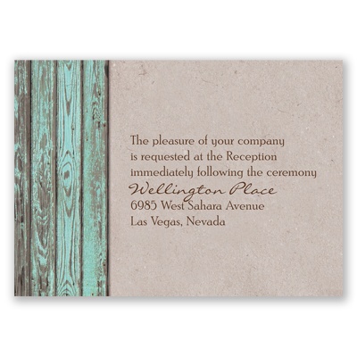 Rustic Frame - Aqua - Reception Card