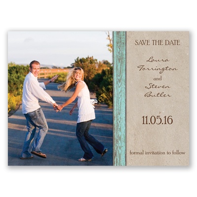 Rustic Frame - Aqua - Save the Date Card