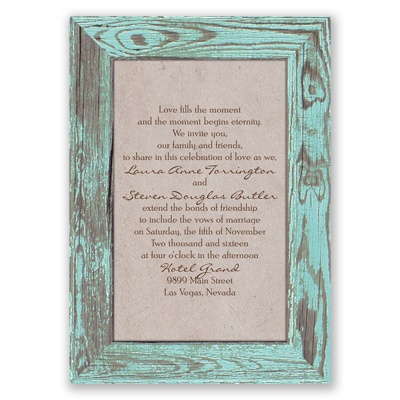 Rustic Frame - Aqua - Invitation
