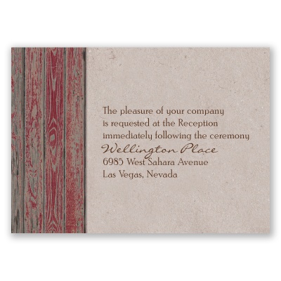 Rustic Frame - Barn Red - Reception Card