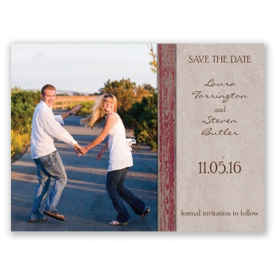 Rustic Frame - Barn Red - Save the Date Card