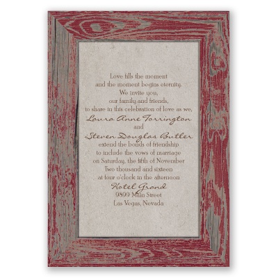 Rustic Frame - Barn Red - Invitation