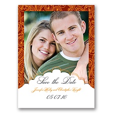 Indian Tradition - Deep Orange - Save the Date Card